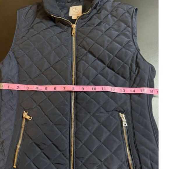 Down Puffer Vest Dress Barns Womens Fitted Quilted Navy Zip  Size Small - Picture 5 of 8